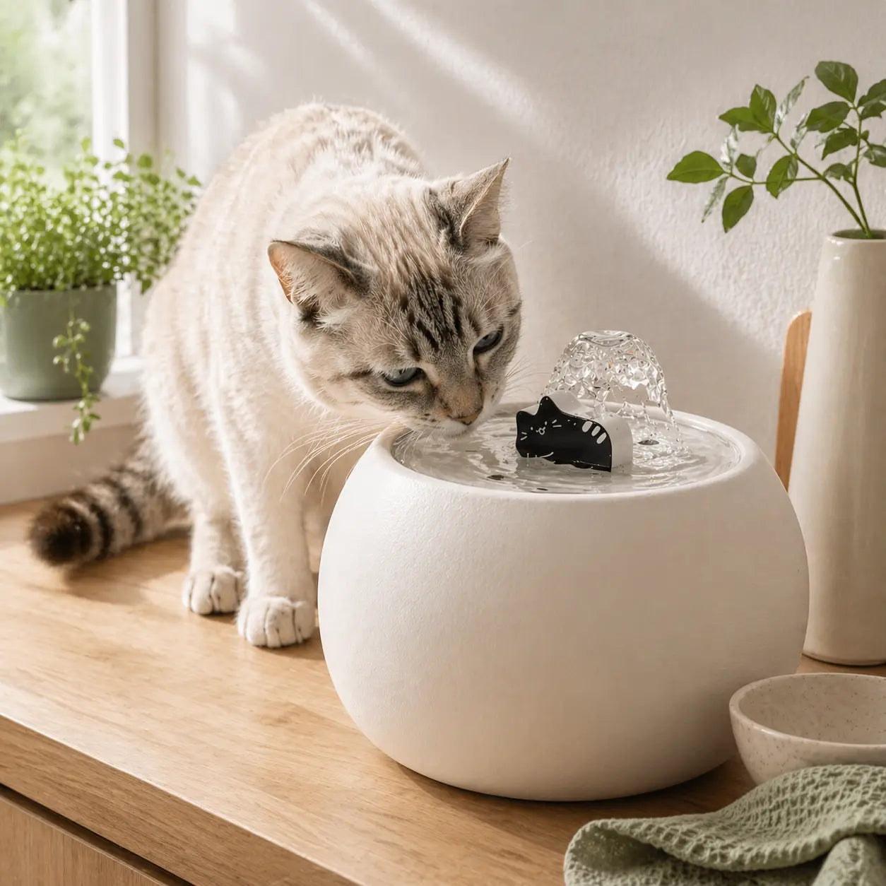Fontaine à eau céramique chat