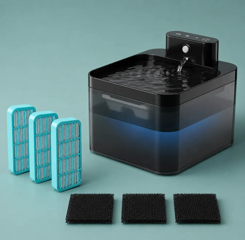 Fontaine à eau automatique noir avec 3 filtres inclus