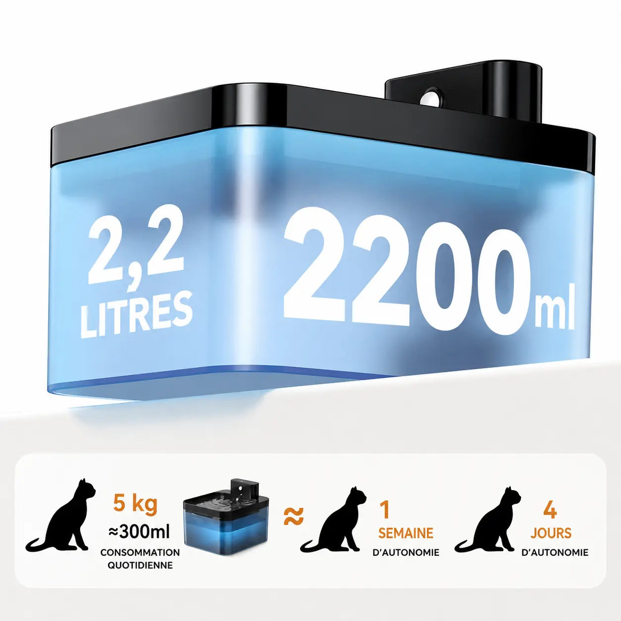 Fontaine à eau automatique pour chat avec distributeur intégré